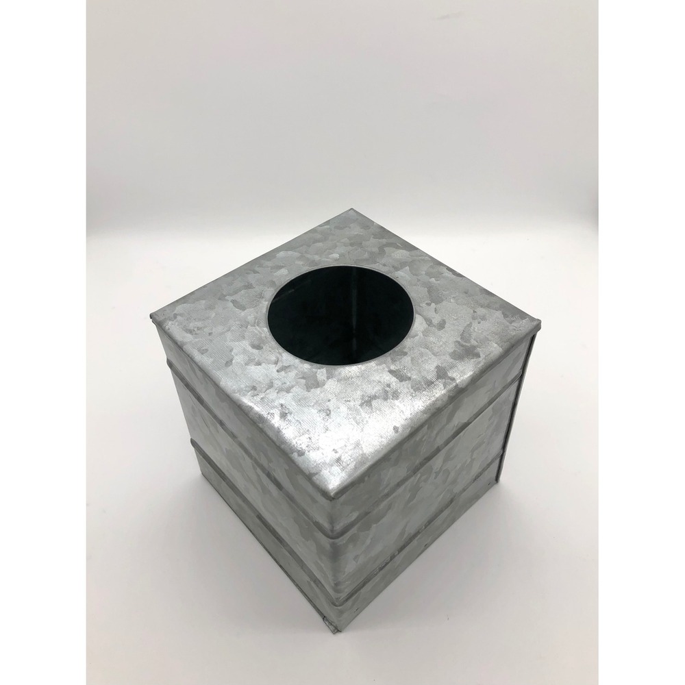 Galvanized Metal Square Tissue Box Cover Industrial Farmhouse Silver 5.5in
